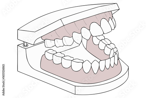 dental impression mold model showing upper and lower jaw teeth structures illustration design and isolated on white background.