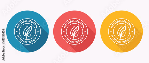 Colorful Hypoallergenic Circular Icons Set for Sensitive Skin Products Long Shadow Design