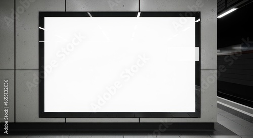 Wallpaper Mural Modern blank illuminated billboard mockup in an urban subway or public space, perfect for digital advertising and information display. Torontodigital.ca
