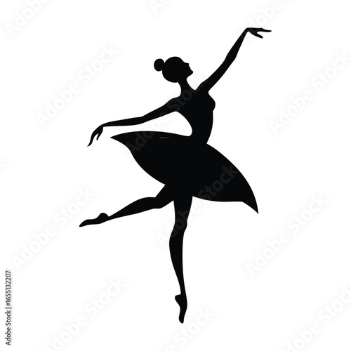 Elegant silhouette of a ballerina in mid dance pose Vector Art