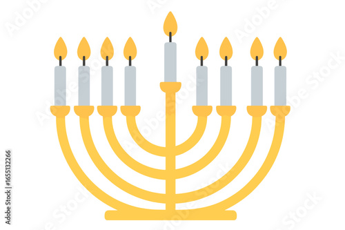 Menorah with nine branches lit for celebration in a cozy home during Hanukkah festivities with warm lighting and joyful atmosphere