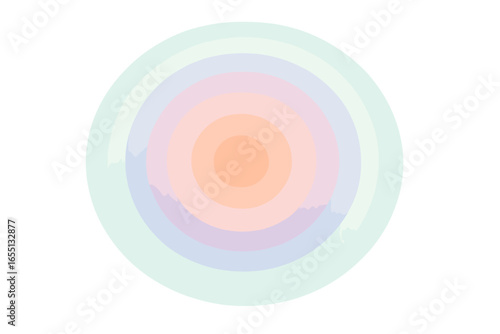 Colorful concentric circles creating a tranquil visual effect in soft pastel hues set against a white background
