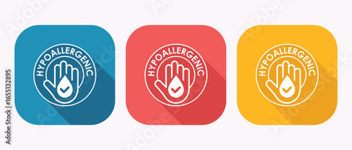 Hypoallergenic Product Icons Assorted Colors Symbolizing Gentle and Safe for Sensitive Skin