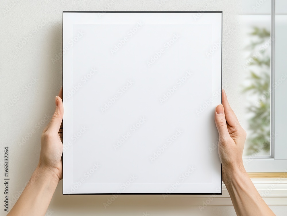 Obraz premium Empty picture frame held by hands