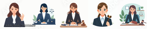 vector of a woman working as a lawyer