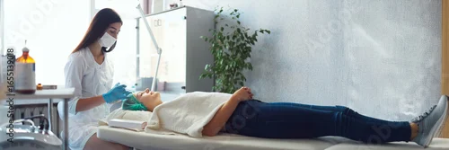 Obraz Cosmetic Procedure in Spa Wide Banner with Copy Space