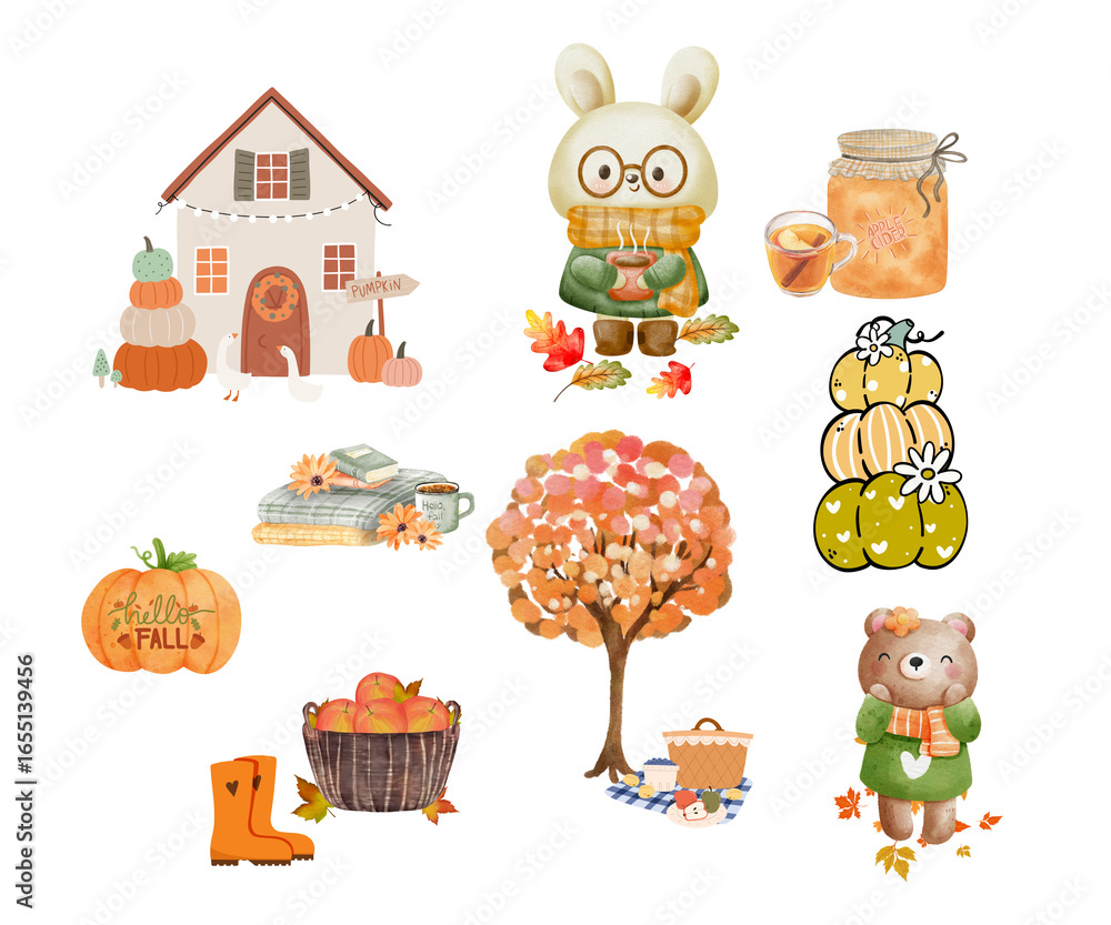 Obraz premium Fall Nature Clipart bundle
