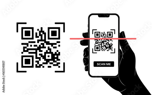 Scanning QR code with smartphone technology for quick information access and digital communication creating efficient contactless transactions and mobile engagement marketing solution