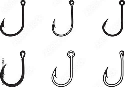 Fishing hook icon set
