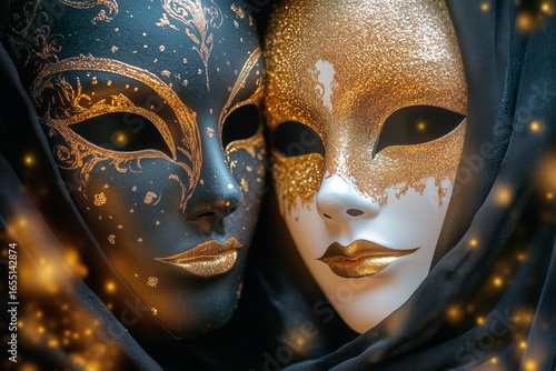 Colorful Masquerade Masks With Intricate Designs Placed Closely Together Duri...