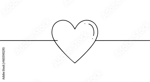 A continuous single line drawing of a heart with a subtle highlight detail.