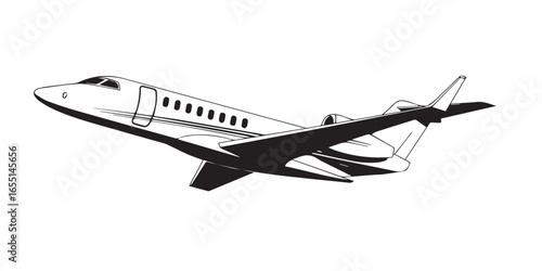 aircraft vector illustration with aerodynamic rear mounted engines swept back wings cockpit windows clipart design
