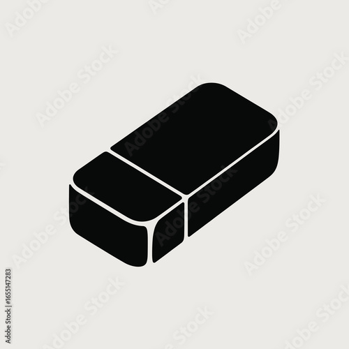black vector silhouette of a classic rectangular eraser with slightly rounded corners