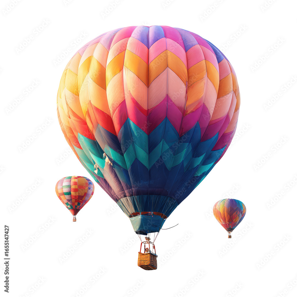 Obraz premium Colorful hot air balloons floating against black background