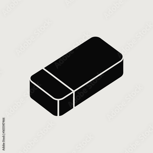 black vector silhouette of a classic rectangular eraser with slightly rounded corners