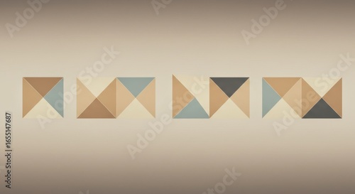Geometric pattern of triangles and squares with warm earth tones