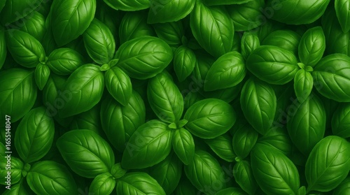 Fresh Green Basil Leaves Background