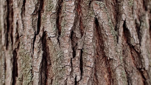 Captivating Close-Up of Dynamic Tree Bark Texture, Revealing Nature's Intricate Organic Patterns and Rugged Surface