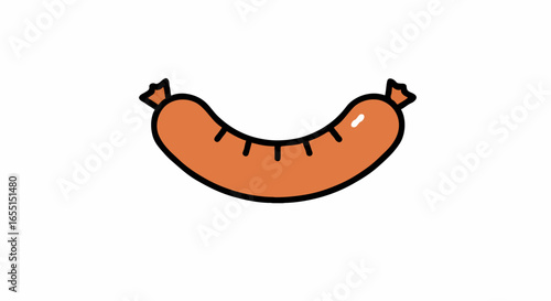 Simple sausage vector icon illustration. Cartoon style frankfurter or wiener graphic isolated on a white background.