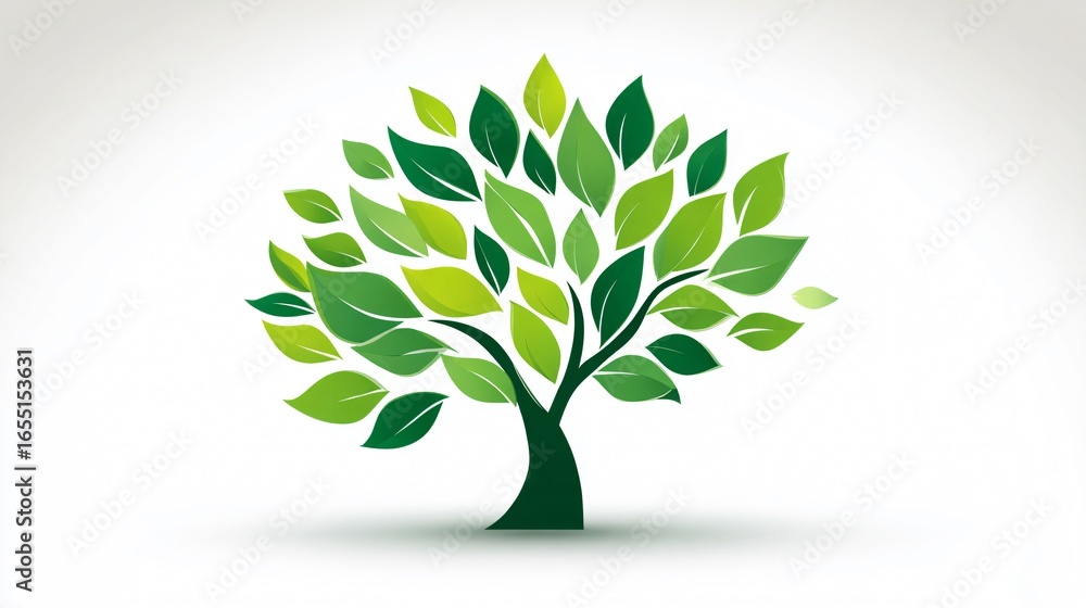 Fototapeta premium Vibrant Leaf Tree Nature Online Icon Vector Design