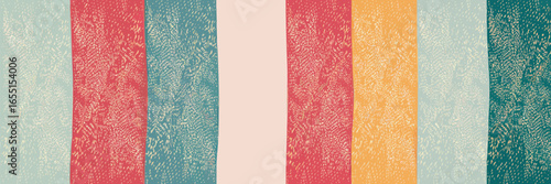 A colorful striped background with a textured pattern featuring light blue red and yellow colors arrayed