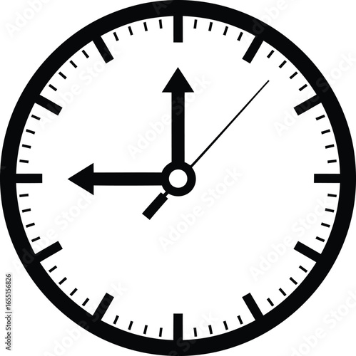 Vector art of analog clock face with hands showing time
