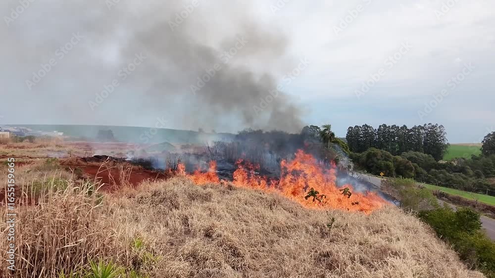 incêncio em chamas em mata, préjuizos ambientais 