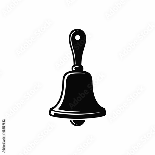 black vector silhouette of a traditional school hand bell with a flared base and rounded handle