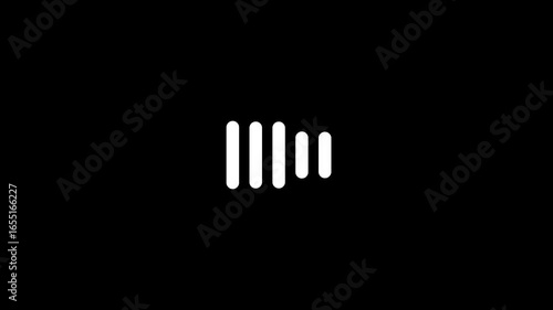 music equalizer display loop. audio visualization motion graphic. minimalist audio spectrum visualizer. graphic representation of a soundwave. animated white vertical lines form soundwave on black. 