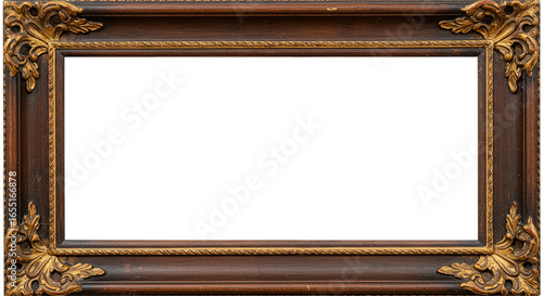old wooden frame,old wooden photo frame isolated on white background	
