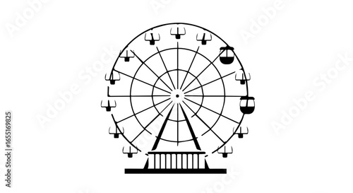 Minimalist black silhouette icon of a Ferris wheel with various cabin styles.