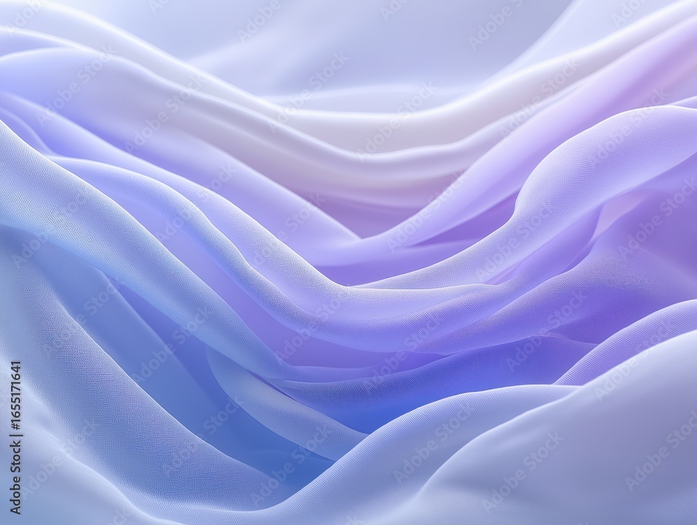 Obraz premium Serene lavender and blue flowing fabric waves creating a dreamy, ethereal, and calming abstract backdrop for modern design
