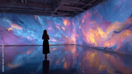 Abstract art mural contemporary gallery