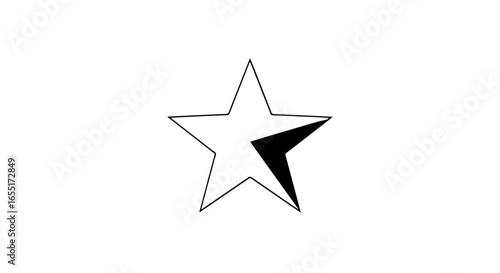 Minimalist fivepointed star icon with a solid black accent on one point.