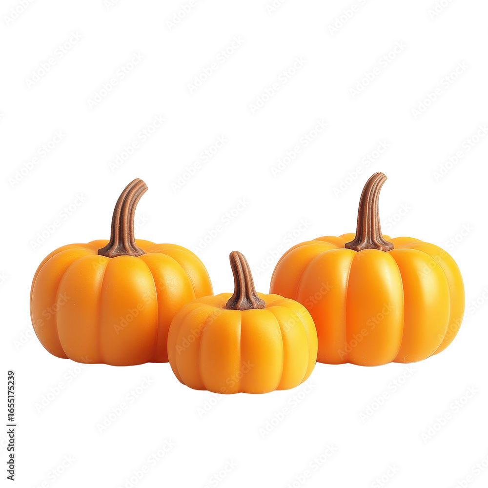 Fototapeta premium Three orange pumpkins isolated on transparent background