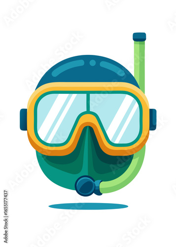Colorful snorkeling mask illustration with vibrant details, showcasing summer vibes and underwater exploration, perfect for aquatic-themed designs and creative projects