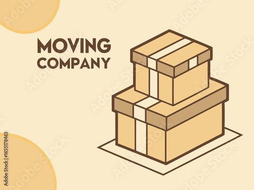 Vector illustration of stacked moving boxes with a "Moving Company" label for relocation services