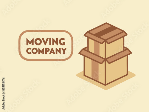 Vector illustration of moving boxes with a "Moving Company" label for relocation services