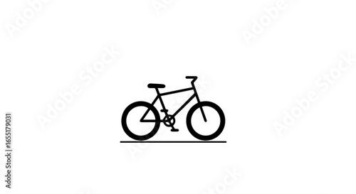 Simple black bicycle icon in a minimalist line art style a clean graphic symbol for transportation.