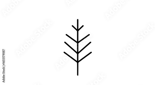 Simple black line art icon of a stylized fir tree or leaf branch with geometric lines.