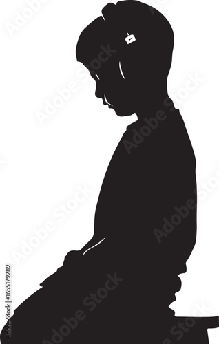 Child praying silhouette black and white vector