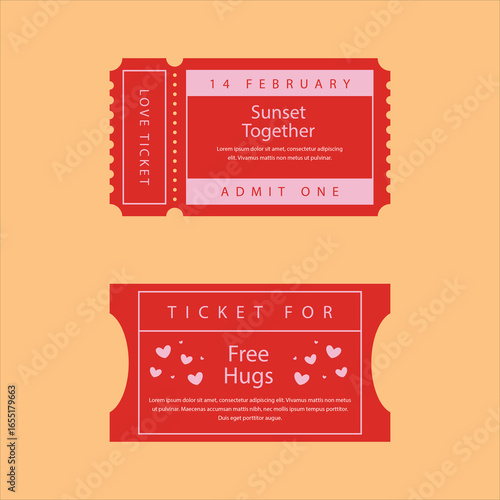 Flat design love coupons set