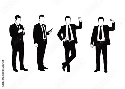 Diverse Silhouettes of Modern Business Professionals A Comprehensive Collection of Corporate Figures Showcasing Various Poses and Interactions for Contemporary Projects