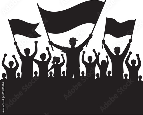 Political Protest Vector Silhouette Crowd Minimal Design