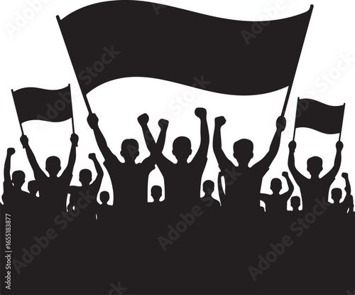 Minimalist People Crowd Protest Silhouette Vector Art