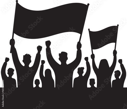 Minimalist People Crowd Protest Silhouette Vector Art