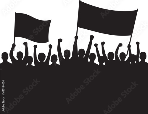 Powerful Protest Crowd Silhouette Vector Minimalist Art