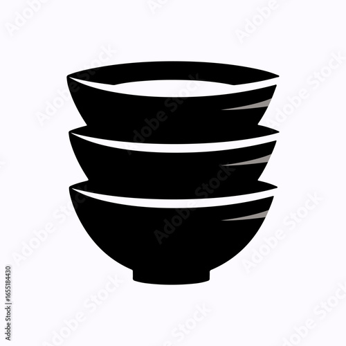 Bowl Single Simple Retro Vintage Graphic Black Illustration Silhouette Vector Art