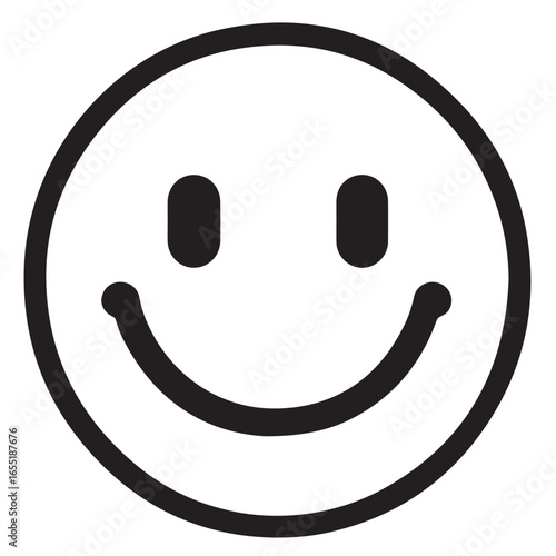 Simple outlined emoticon with a small, neutral smile.