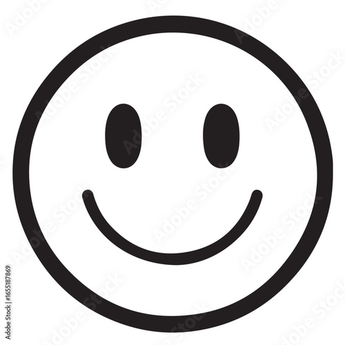 Simple outlined emoticon with a small, neutral smile.